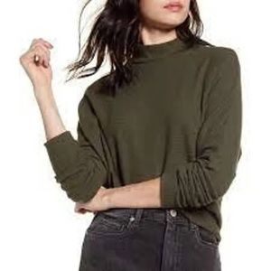 BP Mock Neck Dolman Sleeve Green Sweater- L